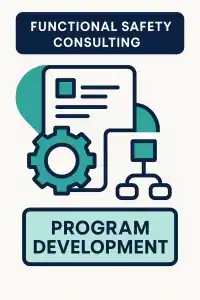 Vertical infographic labeled “Program Development” with checklist and cogwheel.