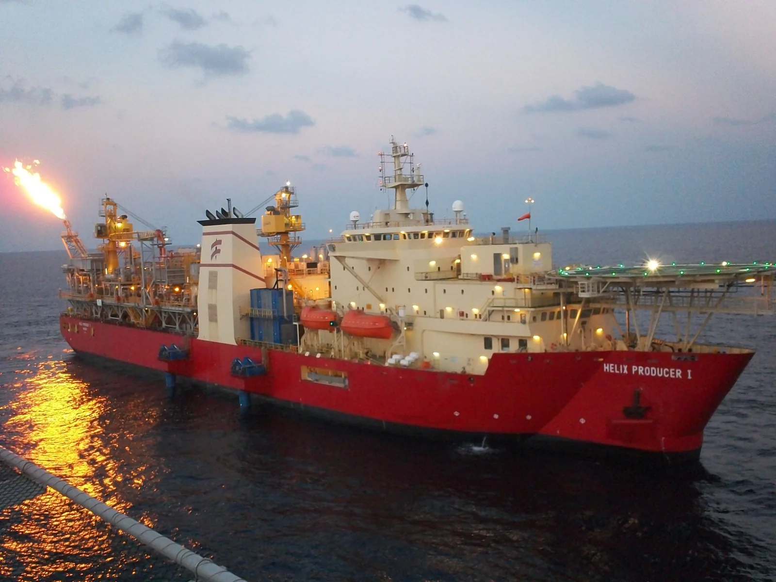 The Helix Producer 1 floating production unit flaring gas offshore