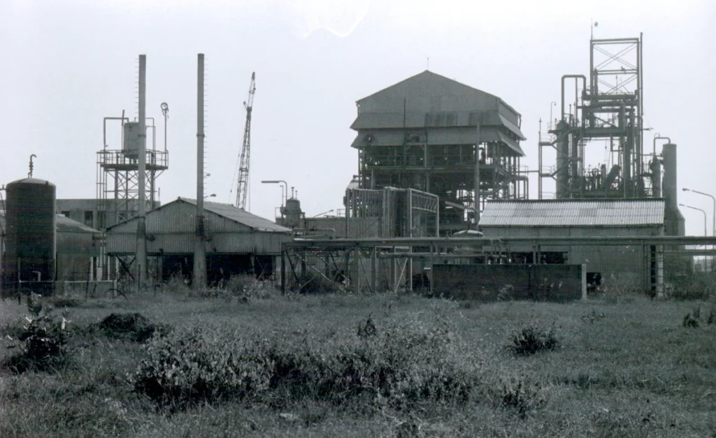 The Union Carbide pesticide plant in Bhopal, India, photographed in 1985