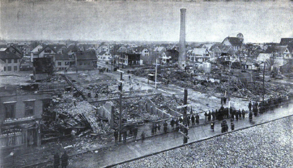 Aftermath of the 1905 Grover Shoe Factory boiler explosion in Brockton, Massachusetts
