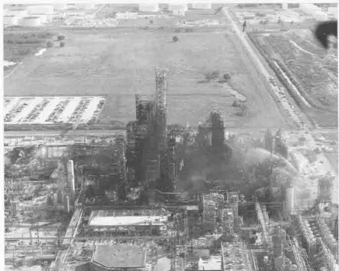 Aerial view of the Phillips 66 Houston Chemical Complex in Pasadena, Texas, after the October 1989 explosion